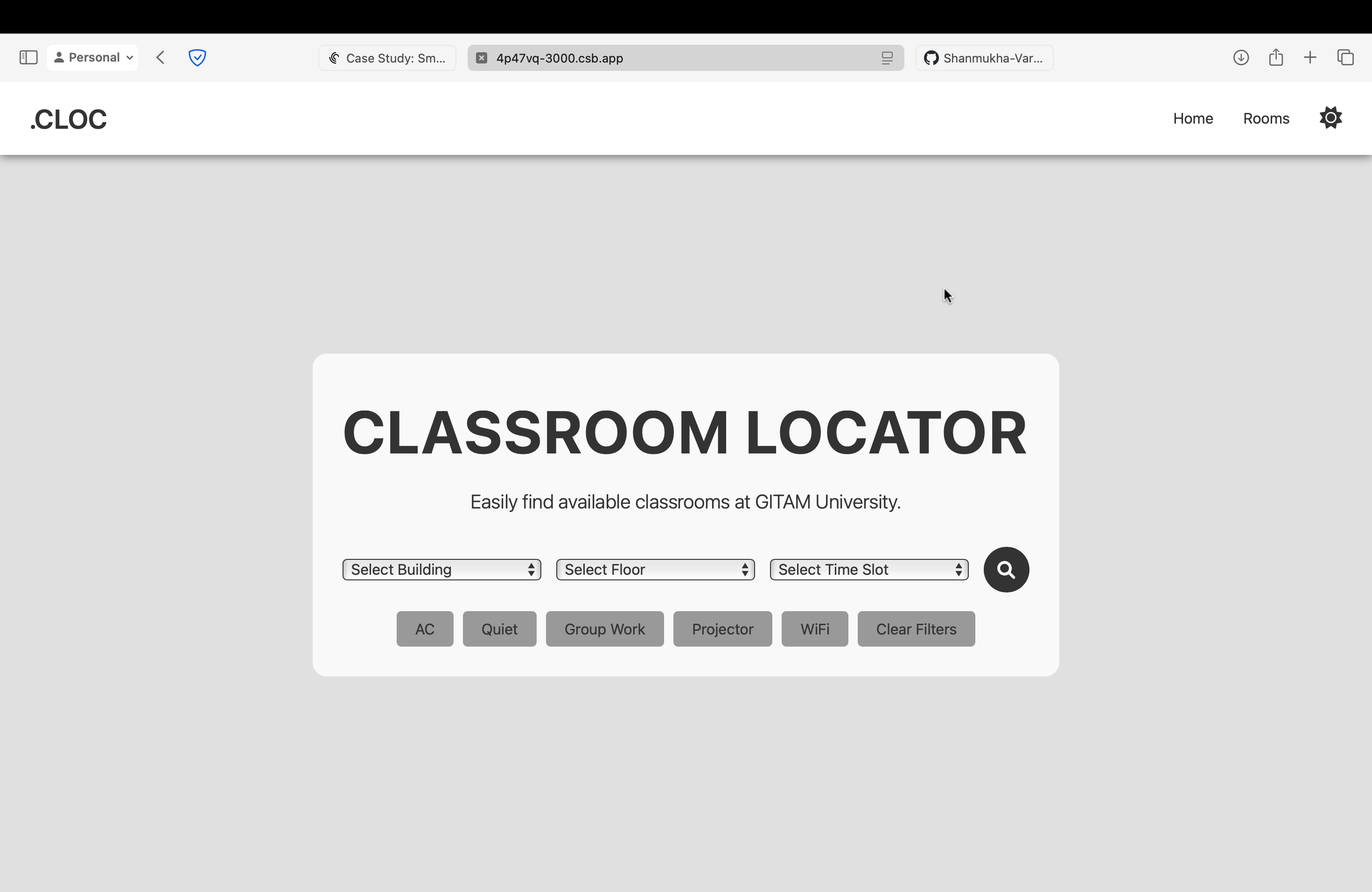 A high-resolution screenshot of the Smart Class Locator application